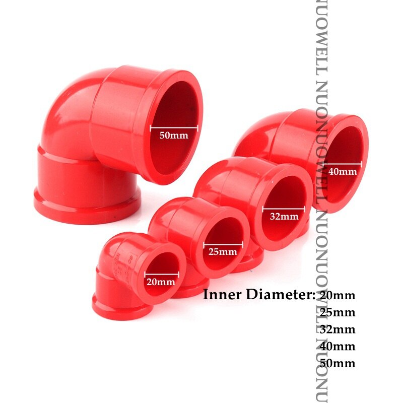 2 stk røde pvc rørforbindelser upvc rør albueforbindelse akvarie akvarium vandrør samlinger afløbsrør vandrør dele fittings