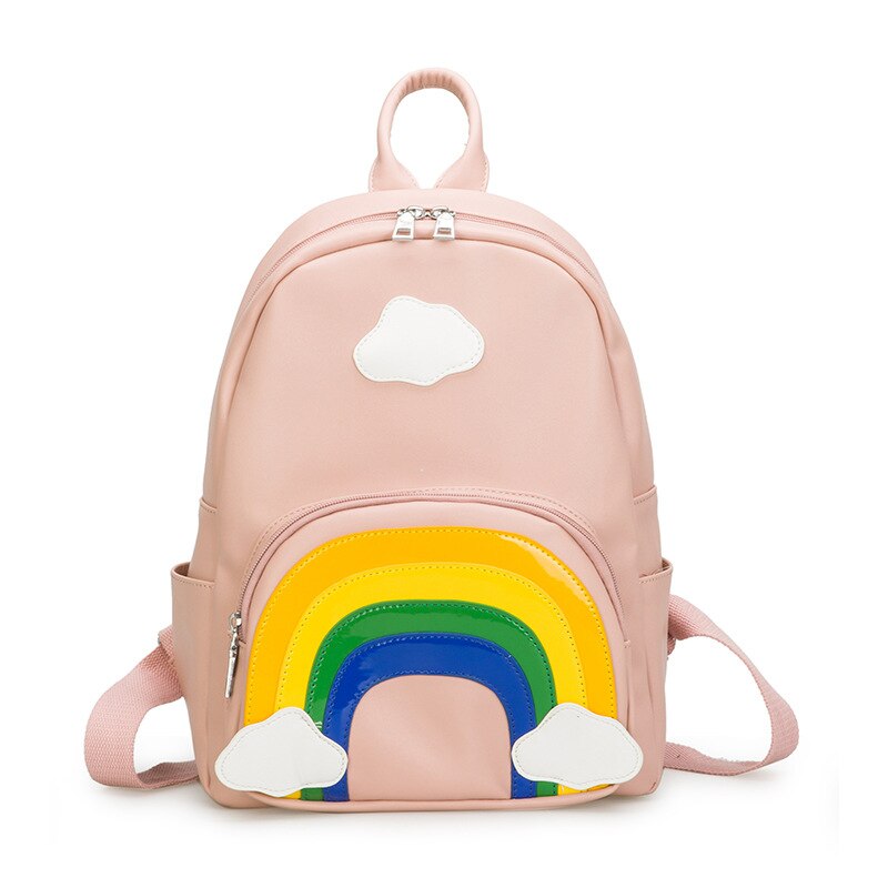 freundlicher Rucksack Mädchen Schule Taschen Neue Karikatur Regenbogen Drucken Rucksack eltern-Art-Paket freundlicher Rucksäcke: groß rosa