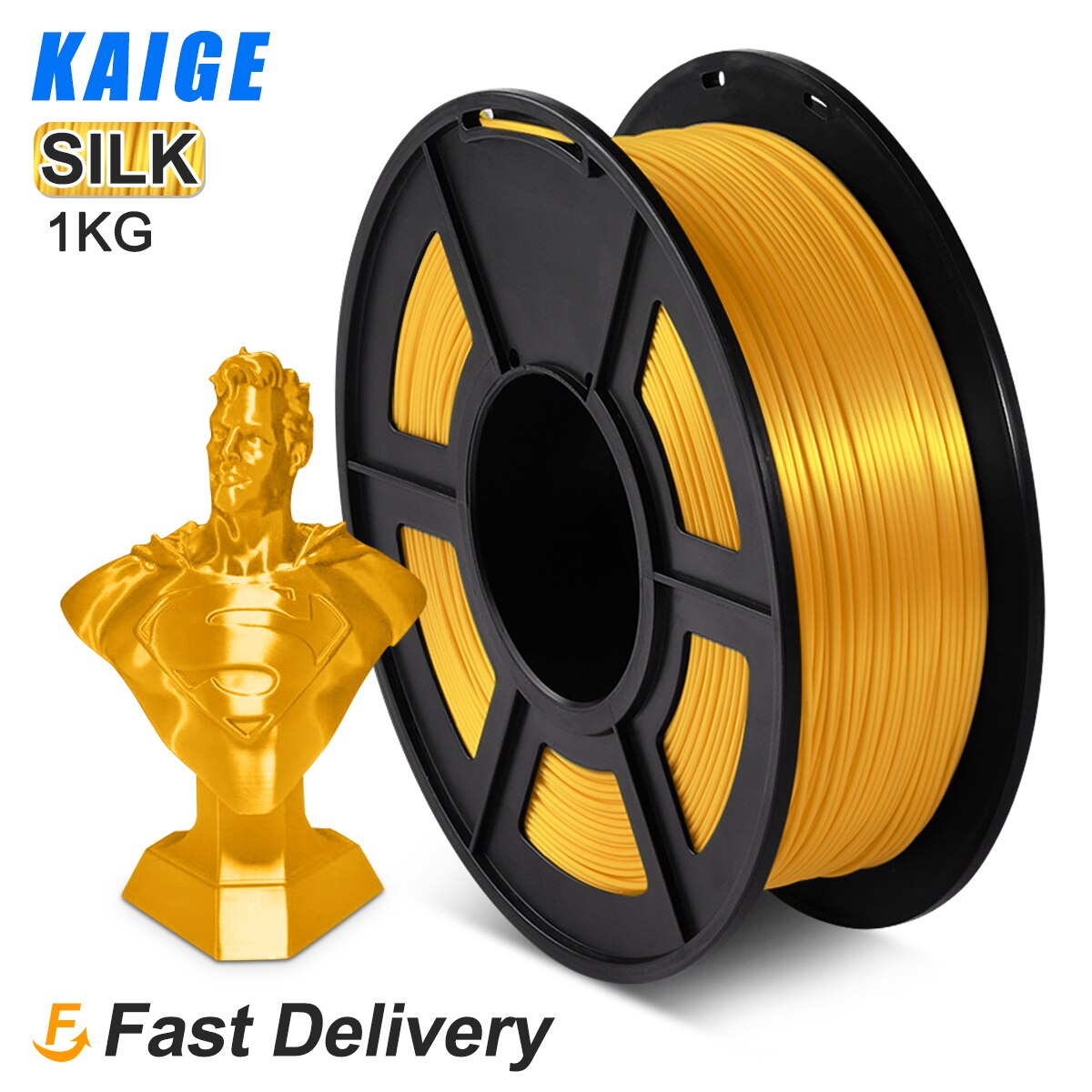 Filamento de seda PLA, 1KG, Efecto 1KG, para impresoras 3D, 1,75 MM, 2.2lbs, recargas de textura de seda blanca, Material Biodegradable: SILK-Gold