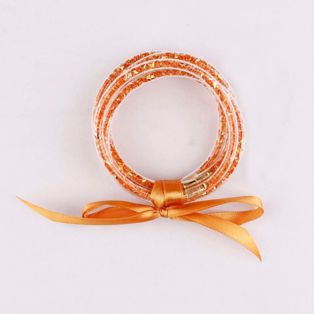 Glitter Gevuld Siliconen Plastic Jelly Armbanden Gestapelde Armbanden Voor Vrouwen Alle Weer Strik Jelly Armbanden Vrouwelijke Sieraden: Orange