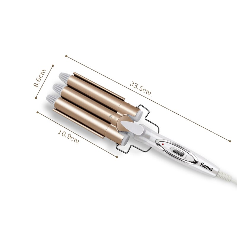 100%  originele kemei-haarkrultangen, keramische driecilinder-haarstyler, haargolf-stylingtools, elektrische krultangen