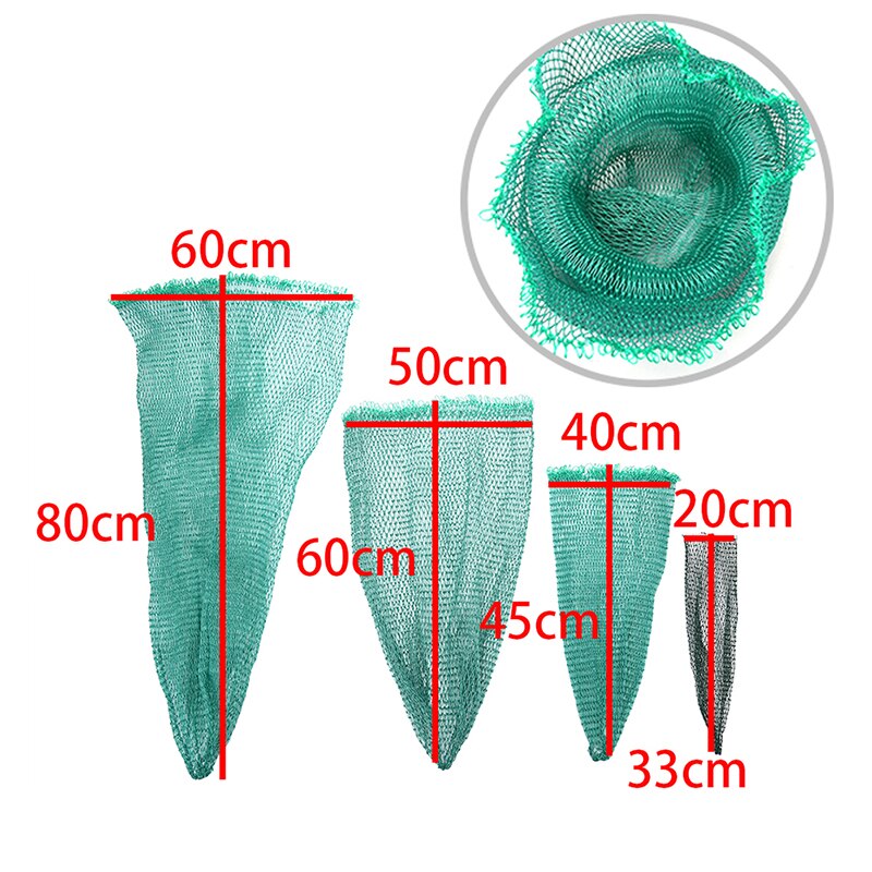 Filet de pêche en maille, sac de poisson vert, Cage, matériel de pêche, accessoire de matériel d&#39;atterrissage, 20/40/50/60cm