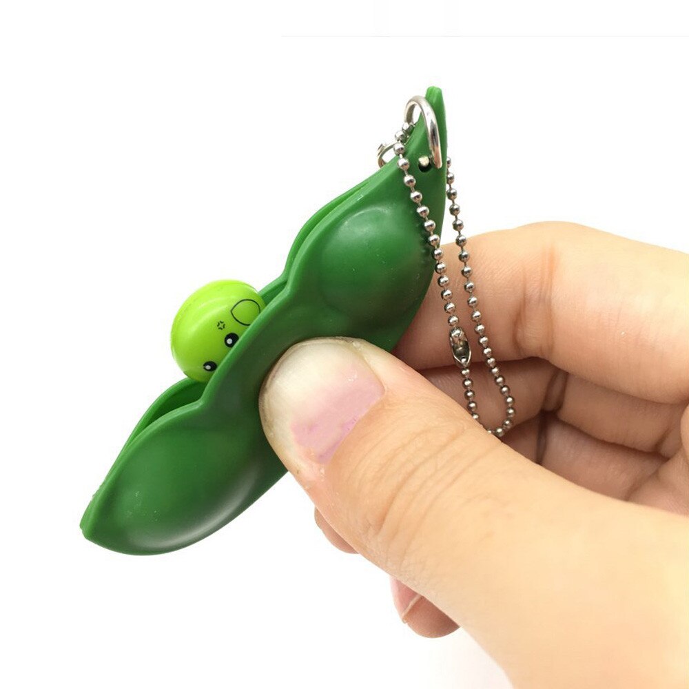 Squishy Infinite Squeeze Edamame Bean Pea Stress Relief Fidget Bean Squishies Toys Keychain Adult Kids Decompression Toys