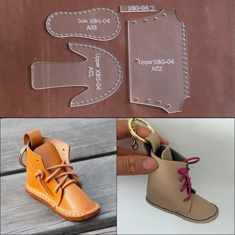 Plantilla de corte de costura para zapatos pequeños, adorno de cuero artesanal, molde de patrón acrílico, decoración de zapatos, colgante, plantilla de papel Kraft