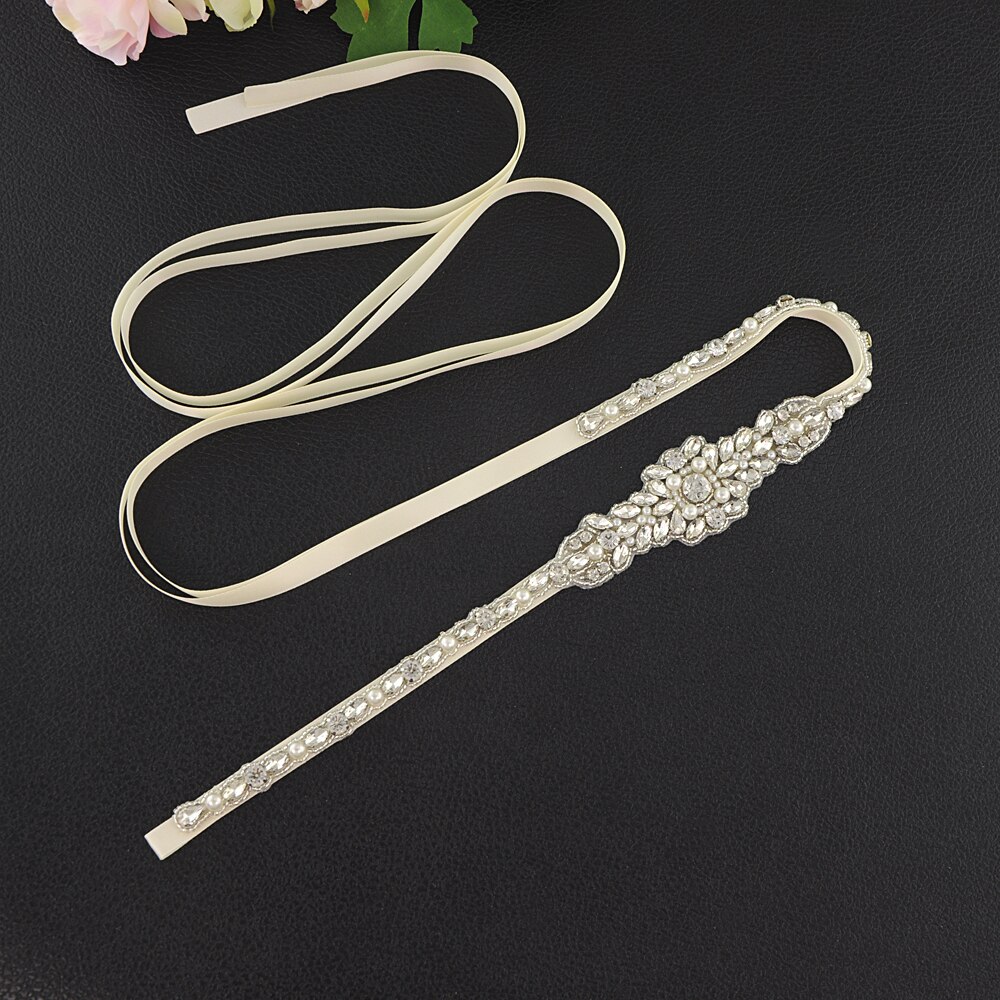 Zms 379 strass riem, trouwriem, bruidsriem, bruidsaccessoires, bruidsaccessoires, bruidsmeisjesriem, riem voor avondjurken: Ivoor