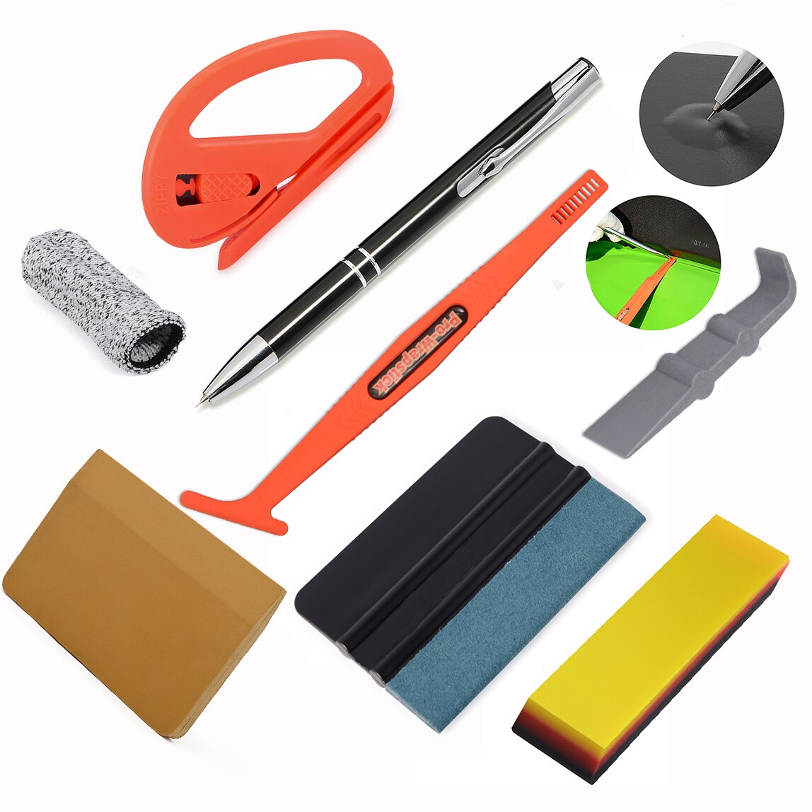 FOSHIO Car Wrap Tools Set Rubber Squeegee Scraper Knifeless Tape Glass Window Sticker Film Tint Install Vinyl Wrapping Tools Kit: Set 3