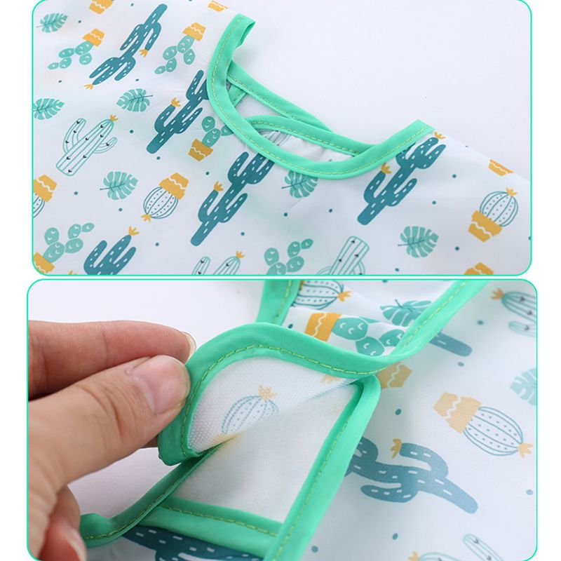 Unisex Infant Kleinkind Baby Smock Fütterung Zubehör Wasserdicht Cartoon Lange Ärmeln Lätzchen Spuck Tücher Kinder