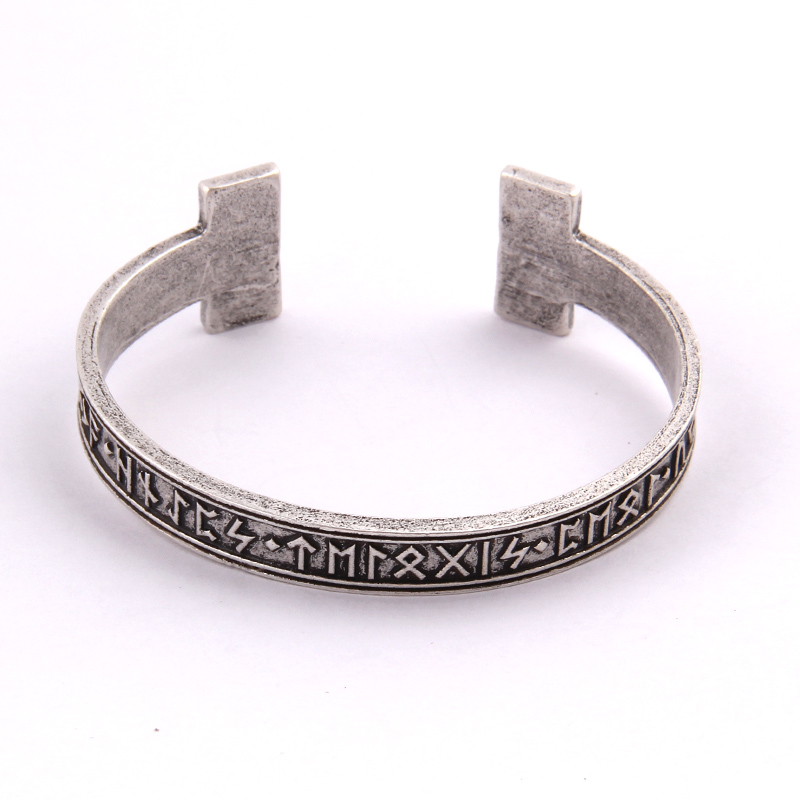 1Pc Mannen Handgemaakte Nordic Rune Bangle Viking