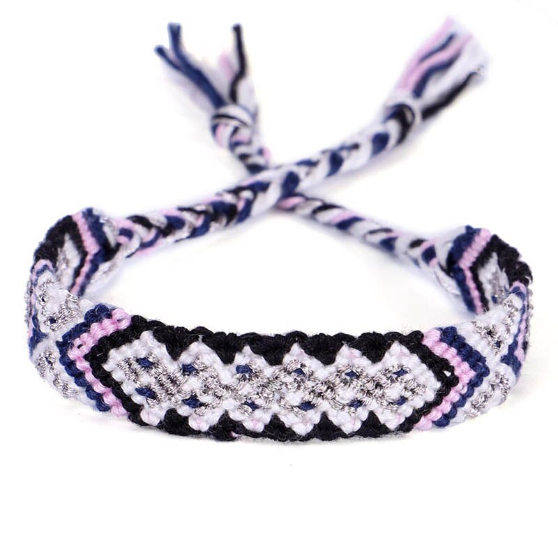 Meetvii Ethnische Boho Handarbeit Geflochtene Baumwolle Seil Armbänder für Frauen Glück Freundschaft Armbänder: 9