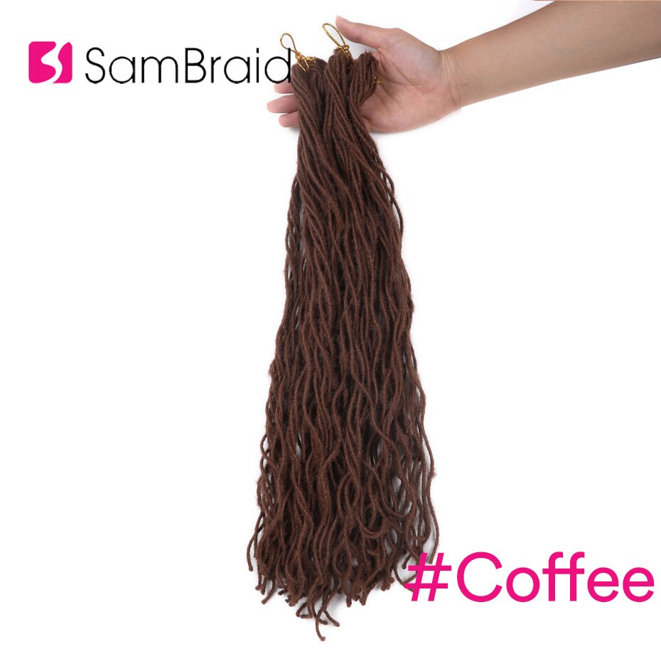 SAMBRAID Natural Faux Curly Locs Crochet Braids Curly Crochet Hair Extensions 20 Inch Soft Dreadlocks Hair Synthetic Hair: Coffee / 3Pcs/Lot