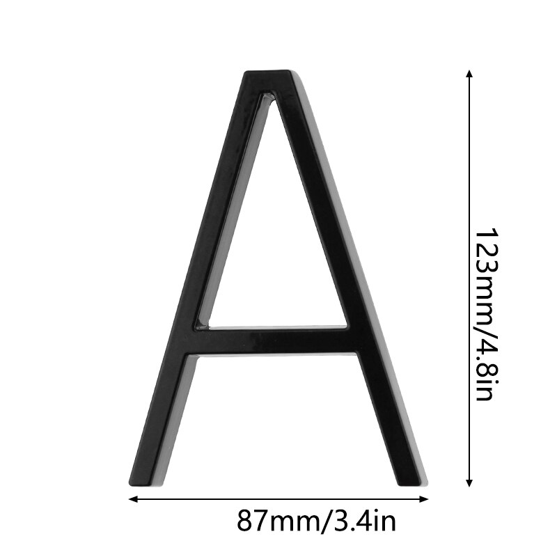 125mm Floating House Number Stone Letters Door Alphabet Numeros Casa Exterior Outdoor 4,87 in.Black Numbers Address Plaque: A