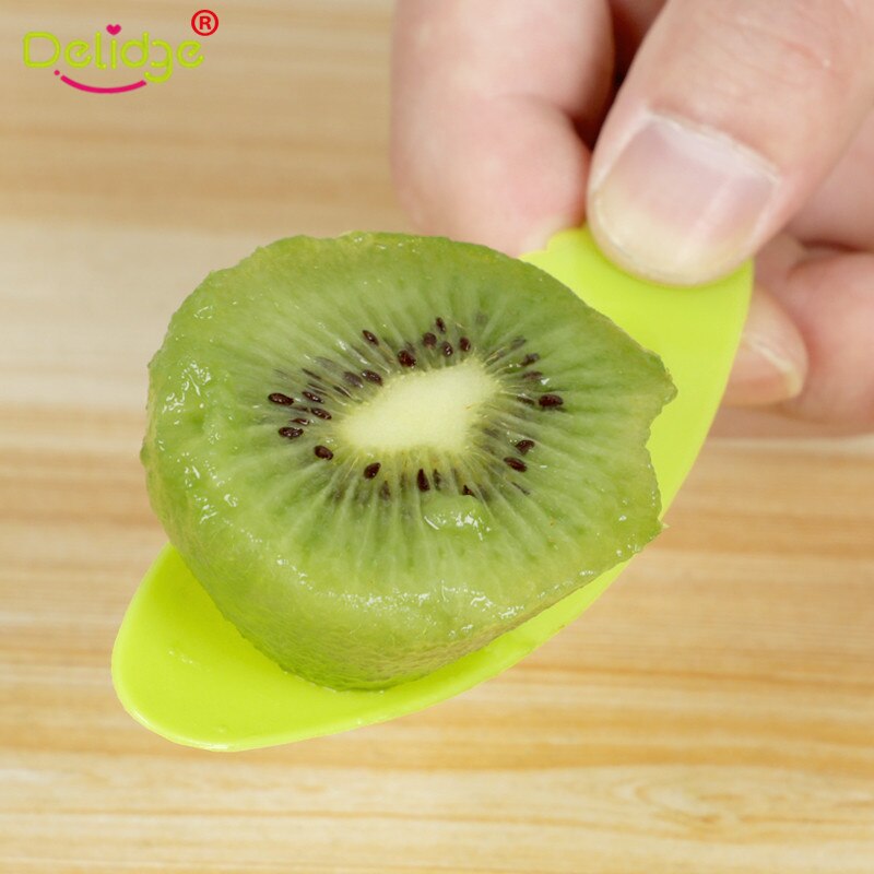 Delidge 3 stks/set 2 in 1 Kiwi Lepel Plastic Snoep Kleur Kiwi Graven Lepel Scoop Fruit Mes Slicer Peeler Cutter met Gat