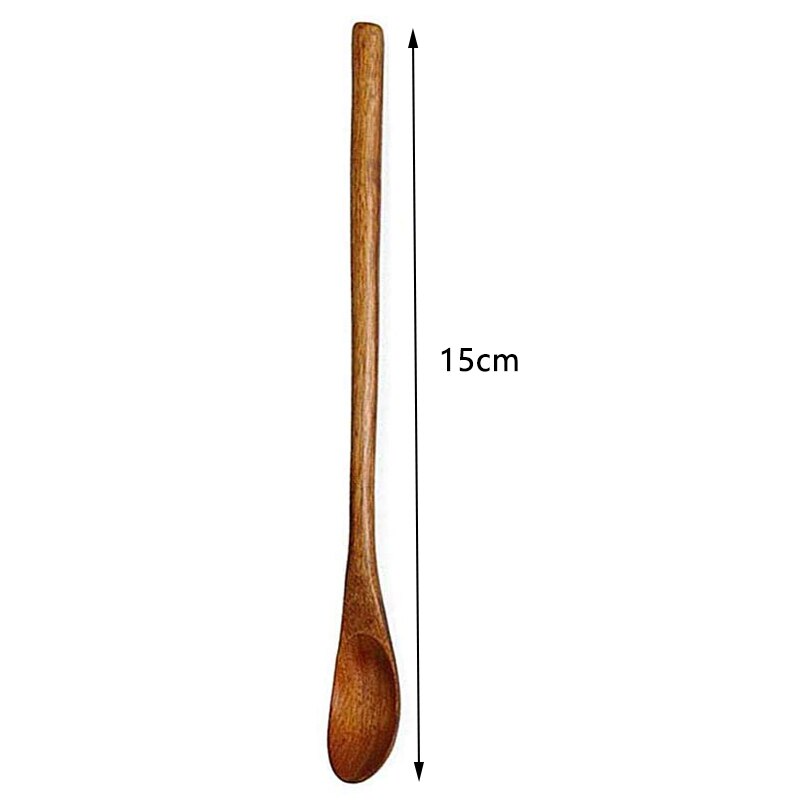 Natural Long Handle Wooden Mixing Spoons Coffee Tea Honey Stirring Serving Utensils Set of 6