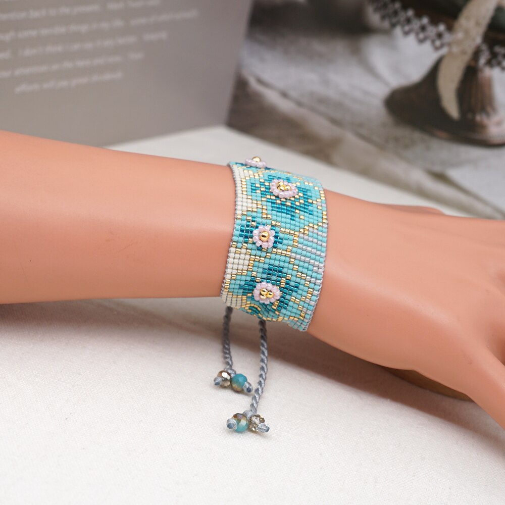 Bloem Patroon Miyuki Armband Voor Vrouwen Kralen Armbanden Pulseras Mujer Vrouwen Loom Sieraden Vriendschap Armband Handgemaakte