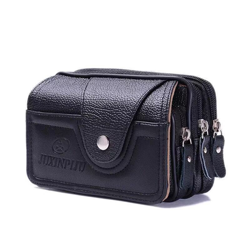 Pu Jahrgang Taille Pack Multi-Funktion Telefon Münze Taille Tasche Jahrgang unisex sterben Gürtel Ich bin Freien Kleine Brieftasche Männer frauen: Schwarz