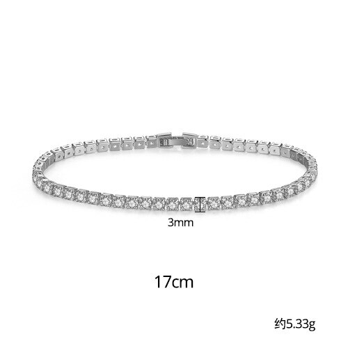 925 prata esterlina 3mm 5mm 17cm 19cm cz tênis pulseira pulseira para mulheres casamento moda jóias atacado festa presente s5650