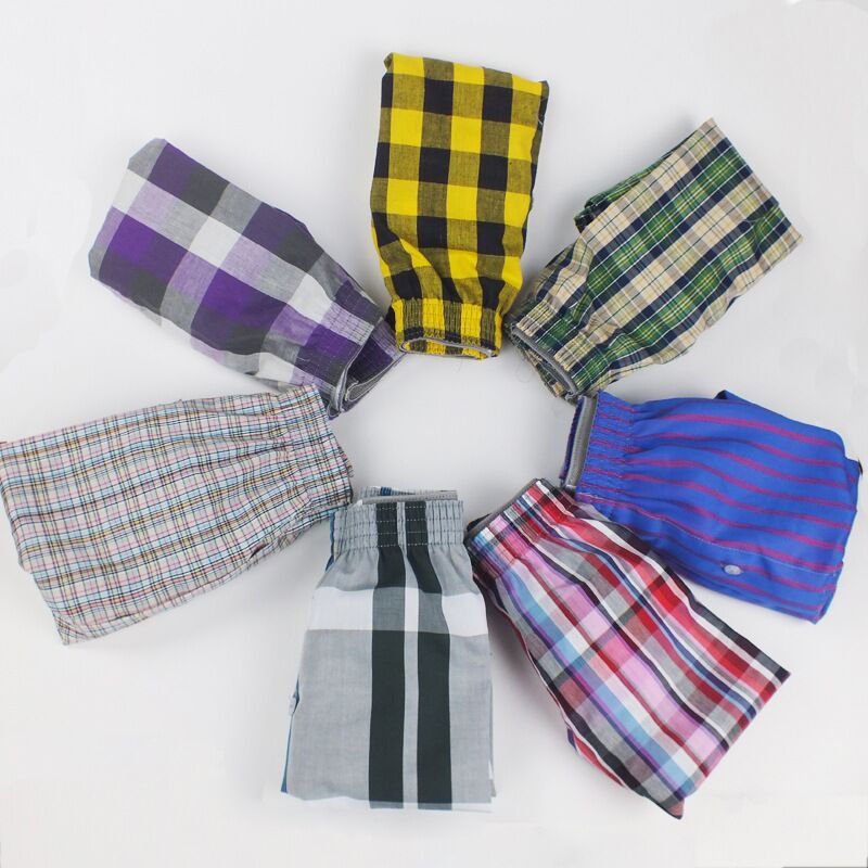 4pcs/lot Classic Plaid Underwear Cotton Mens Trunks Homme Plus Size Arrow Panties Boxer Loose Men Boxers mens underwear boxers