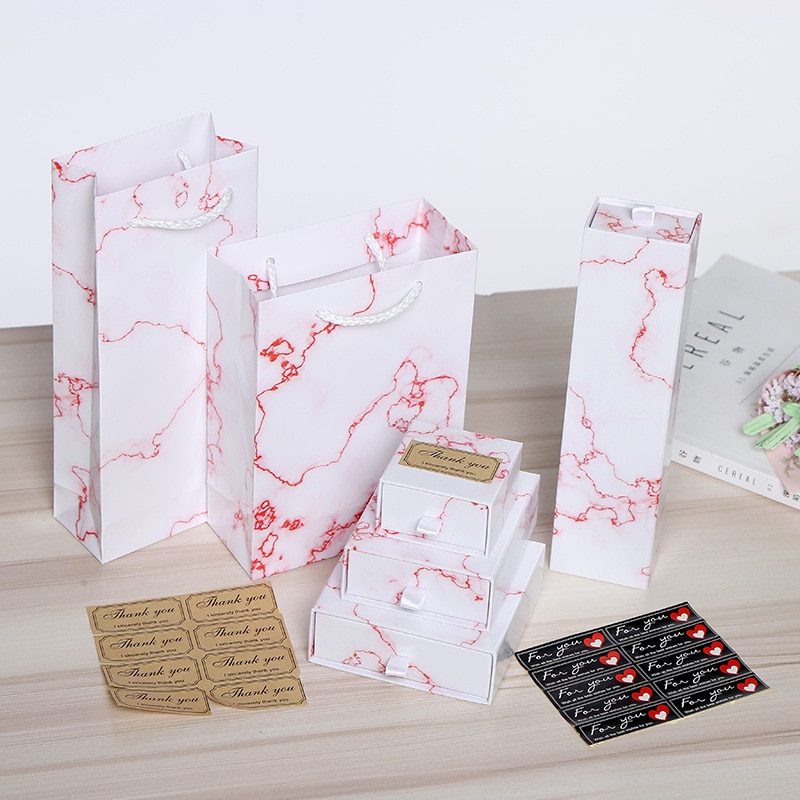 Jewlery Organizer Packaging Box Holder Black Pink White Blue Purple Engagement Ring Earring Bracelet Necklace Boxes: Red / 8x10x3.5cm