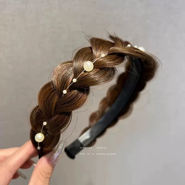 Diademas de peluca de giro ancho para mujer, trenzas anchas de espina de pescado, diademas hechas a mano, aro para la cabeza, accesorios para el cabello,