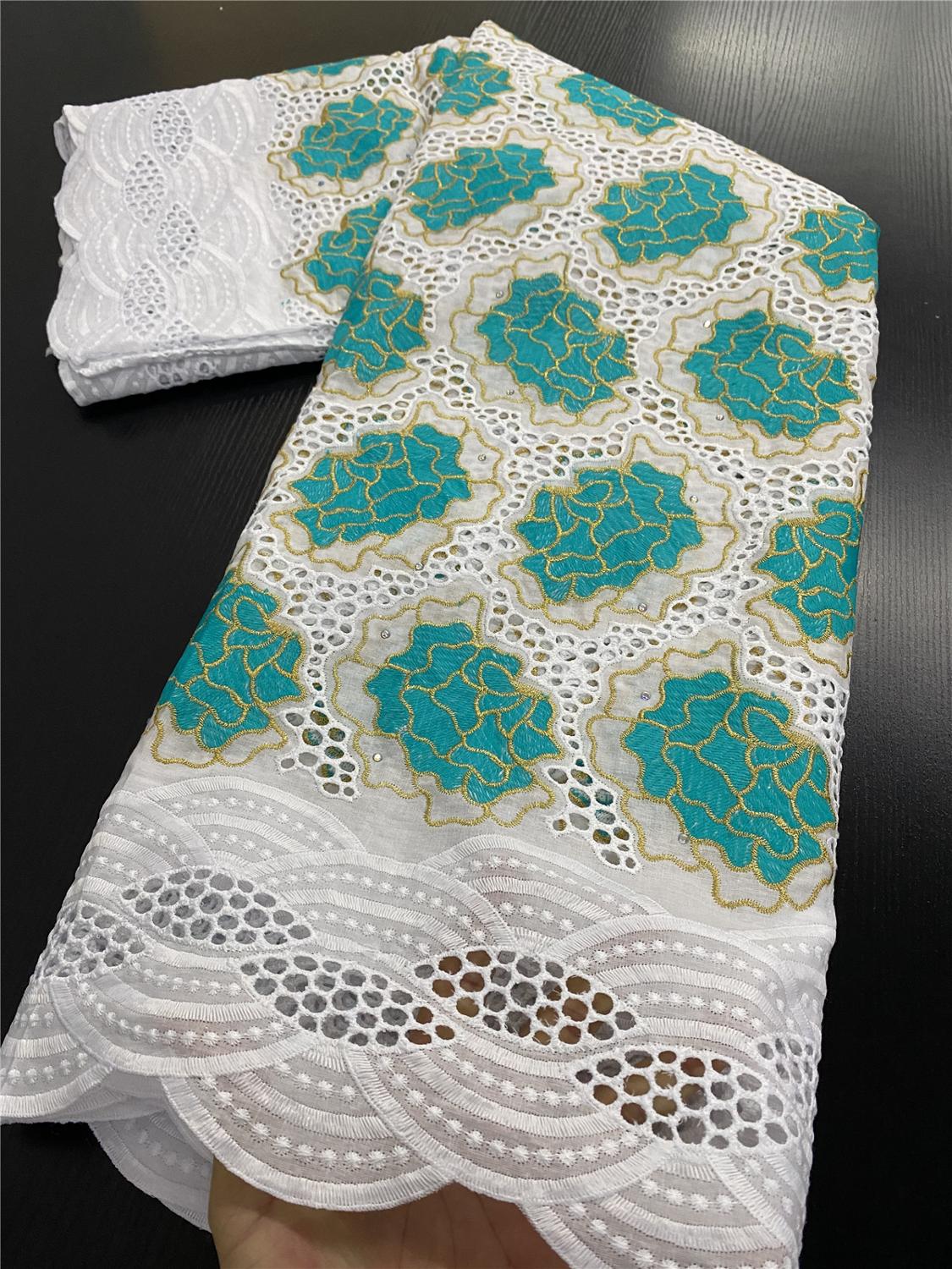 African Dry Lace Fabric Lace Embroidery Nigerian Swiss Voile Lace Cotton Fabrics For Women Sewing YA3434B-7: Picture 1