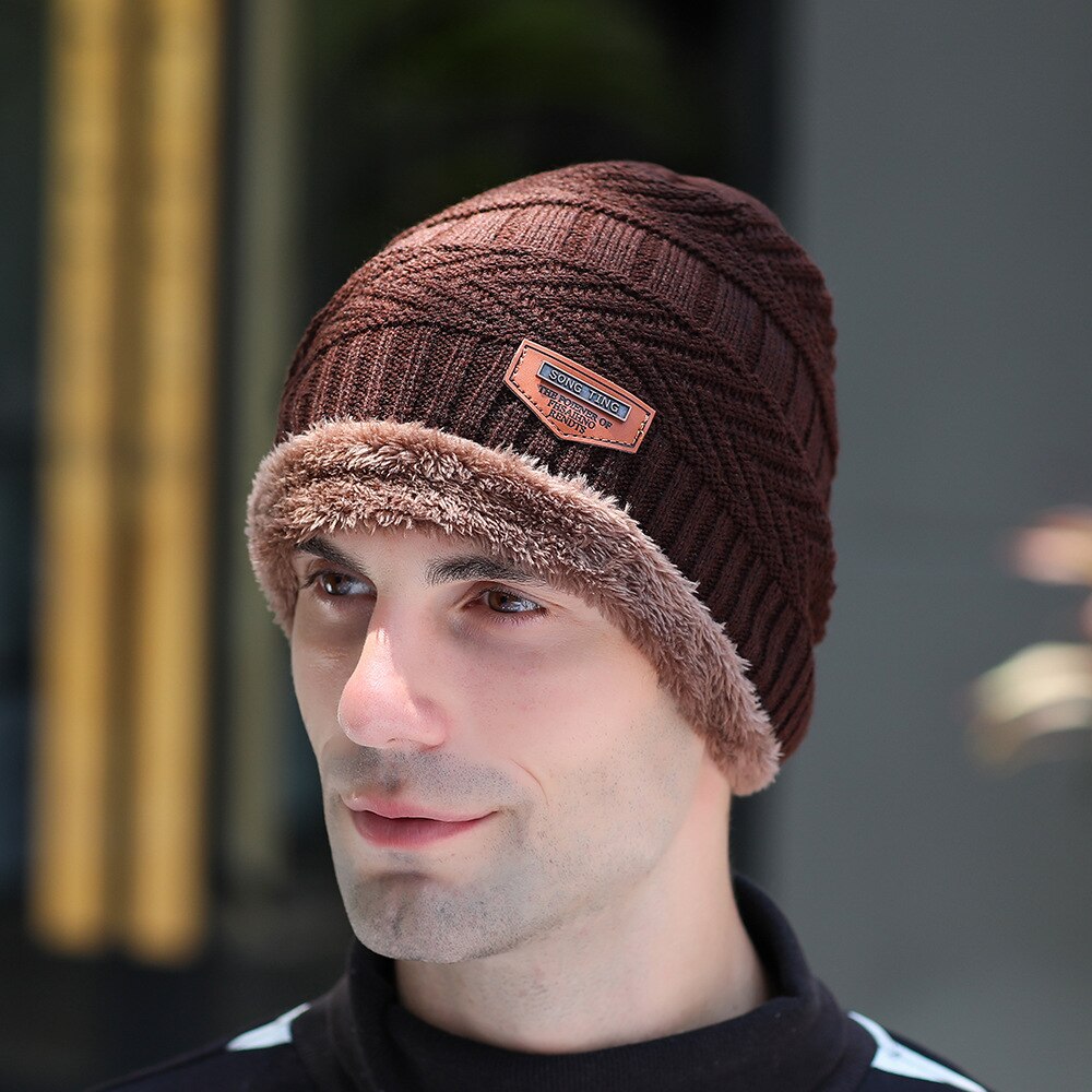 Männer der Winter Hütte Gestrickte Schwarz Hüte gefallen Hütte Dick Und warm Und Motorhaube Mütze Weiche Gestrickte Mützen baumwolle