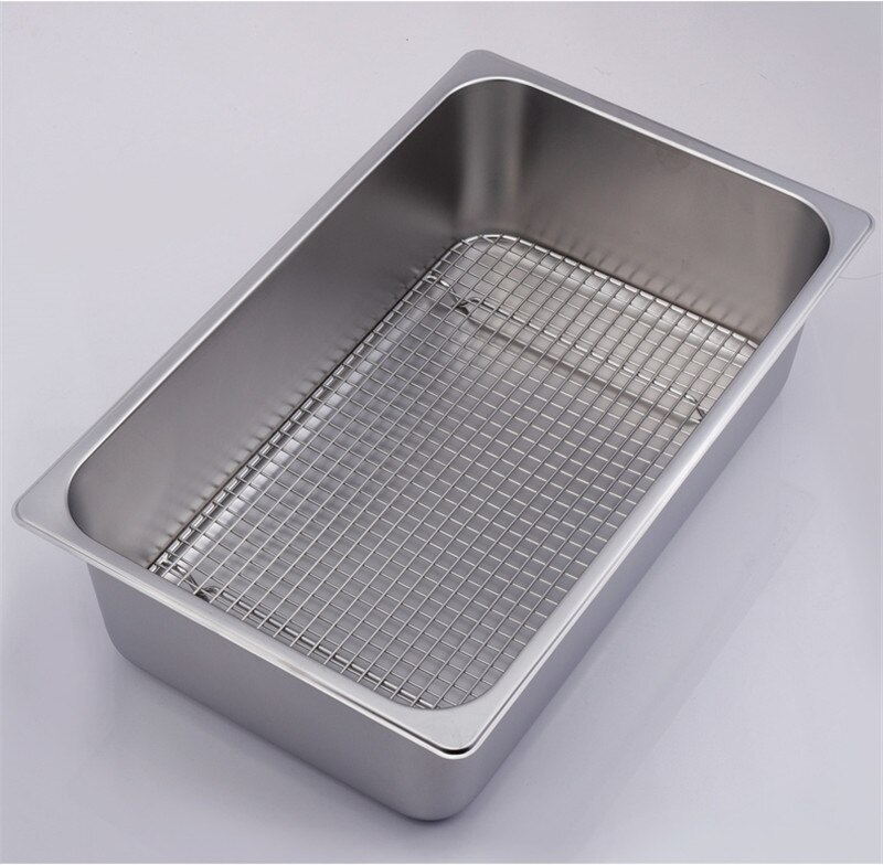GN pan mesh net BBQ net Stainless steel basin oil rack pot filter rectangular plate box frying basket baking shaker tub strainer