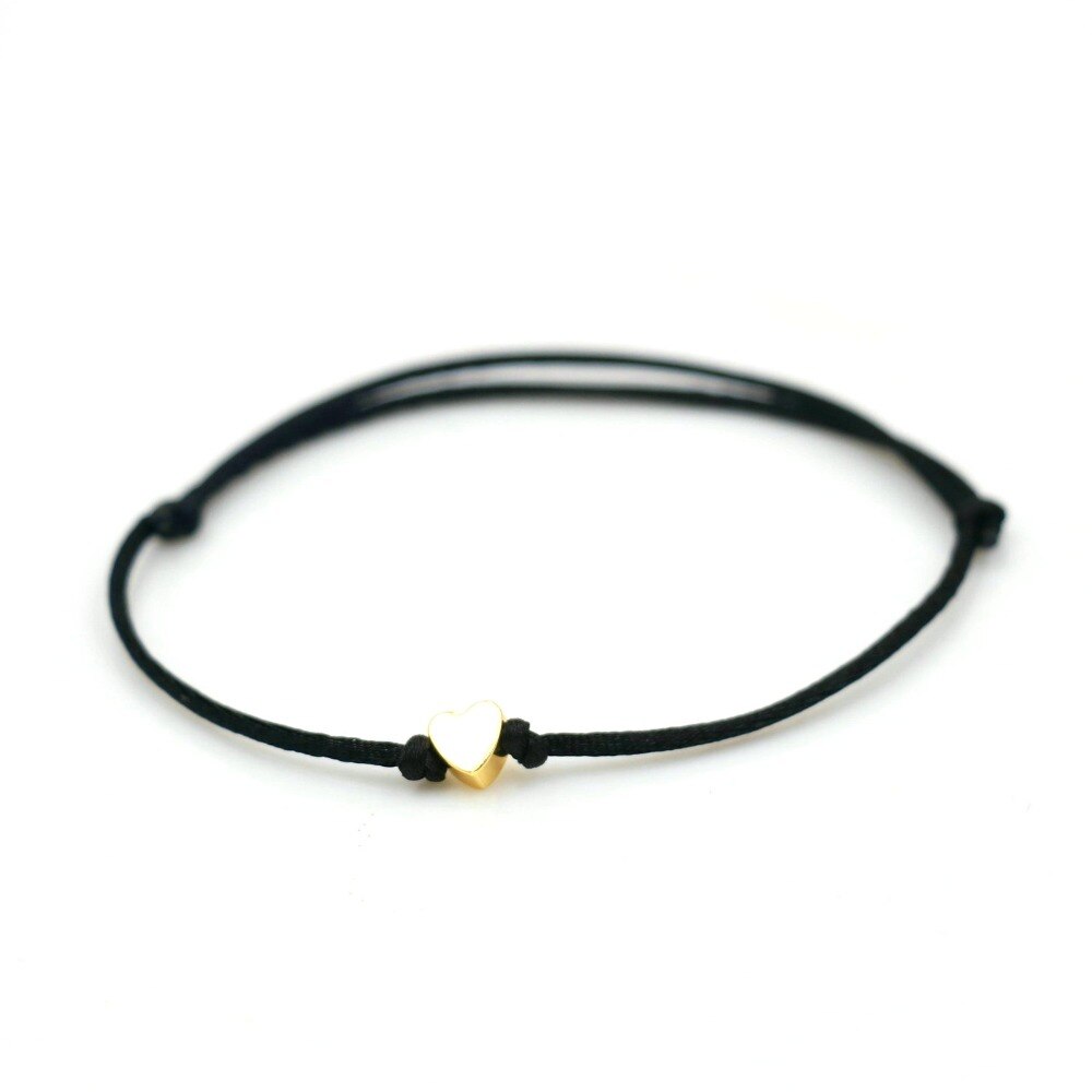 Coeur étoile couronne Simple fil rouge chaîne Bracelet pour femmes hommes bijoux faits à la main: black heart