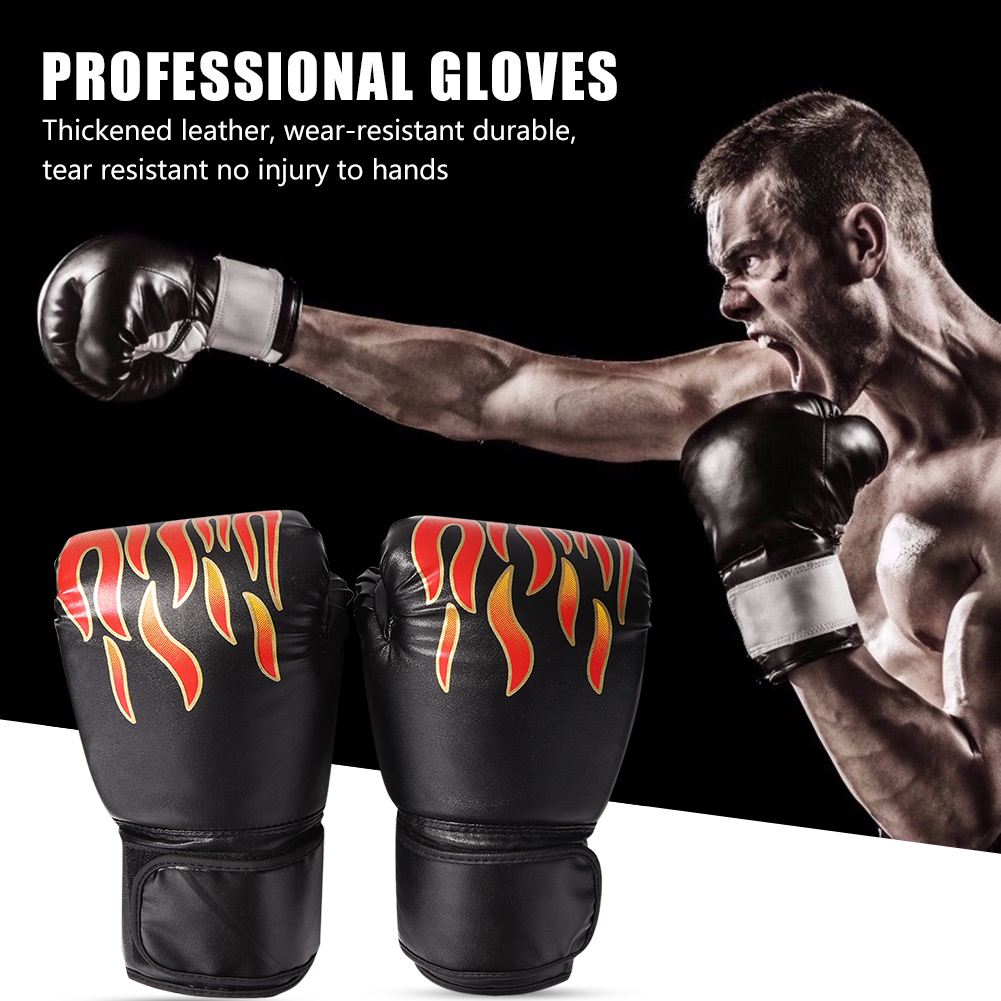 2pcs Adult Kids Boxing Gloves Flame Mesh Breathable PU Leather Flame Gloves Sanda Boxing Training Glove Accessories