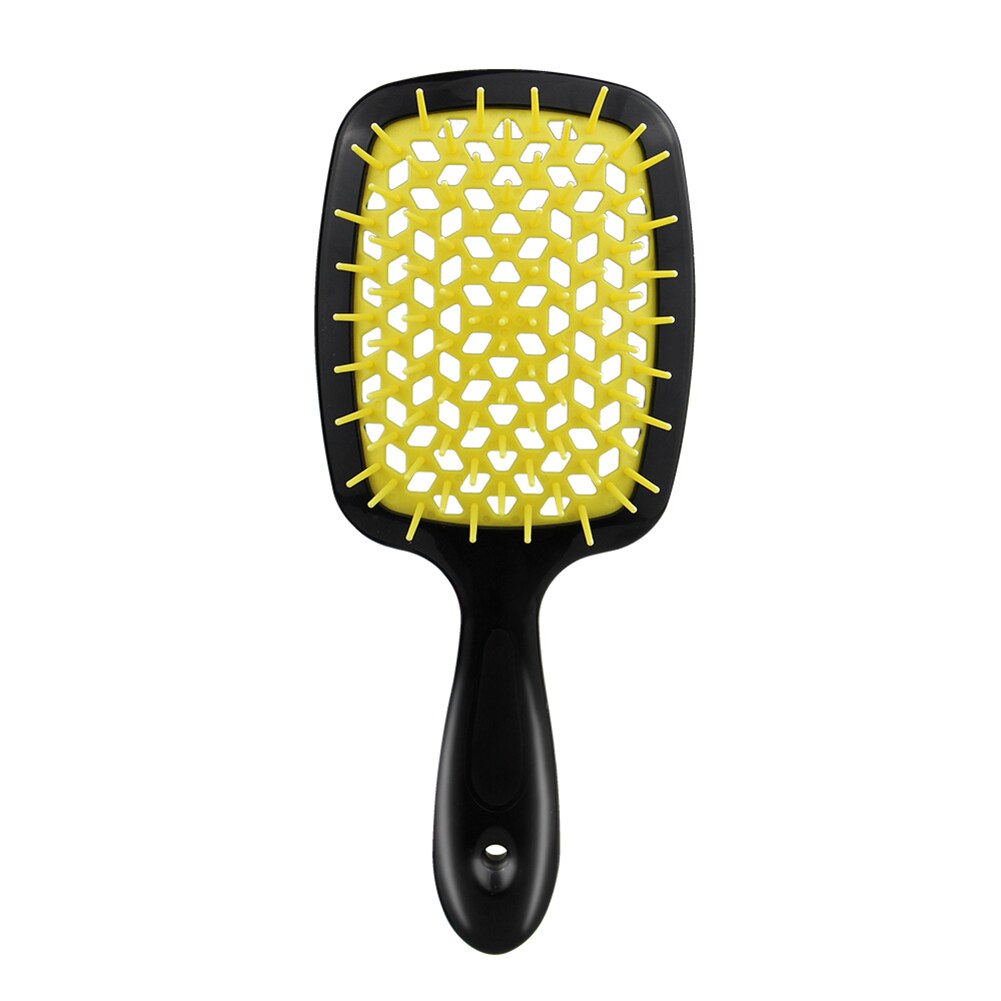Portable évidé Airbag peigne de Massage droit bouclés démêlant brosse à cheveux Pro Salon de coiffure outil de coiffure: YELLOW