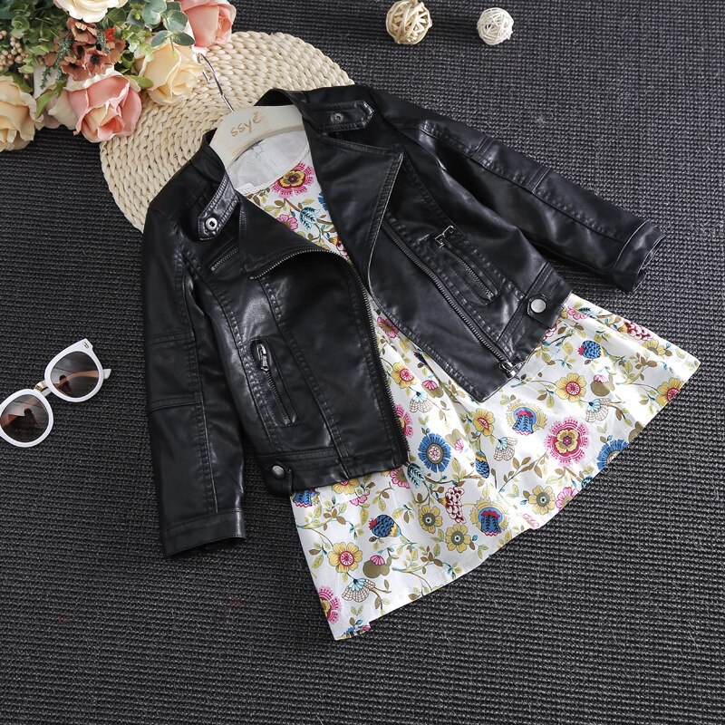 Blouson en cuir PU pour fille, printemps automne hiver 2022, vêtements pour enfants de 10-12 ans