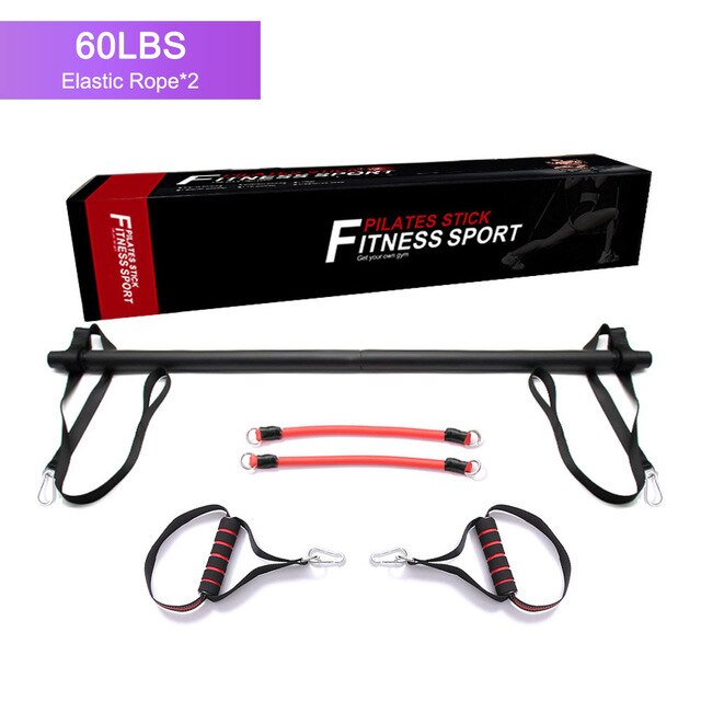 Equipo mejorado de barra de Pilates/Yoga/entrenamiento, con línea de Hipsline ajustable, estiramiento muscular, EVA, antideslizante, banda de resistencia de alta elasticidad: violet