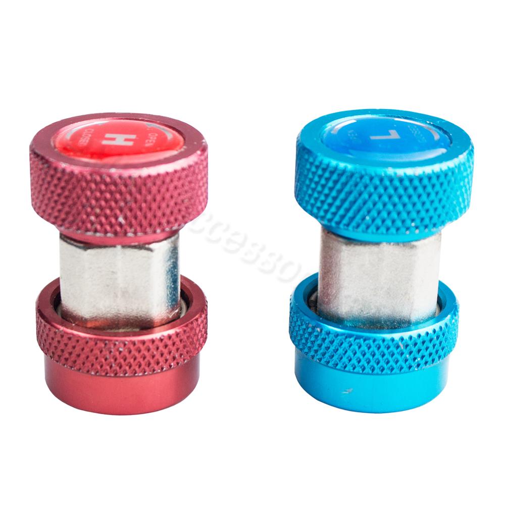 PMFC 1 Pair High Low Connector Manifold Adapter R134A AC Air Condition Adjustable Quick Coupler Refrigerant Manifold Gauge Set