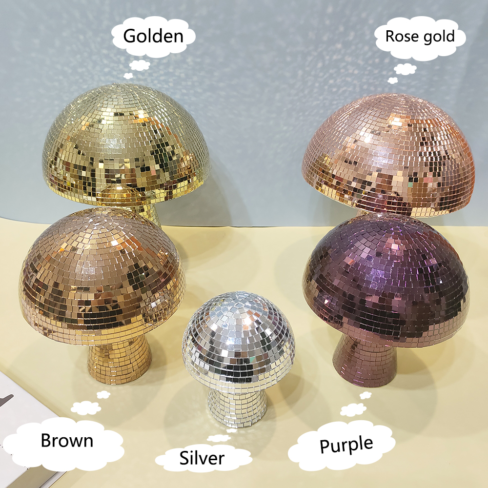 Bola de espejo de discoteca con forma de seta reflectante Retro, luz de DJ, decoración moderna para el hogar, esculturas y figuras para en casa de graduación y sala de fiestas