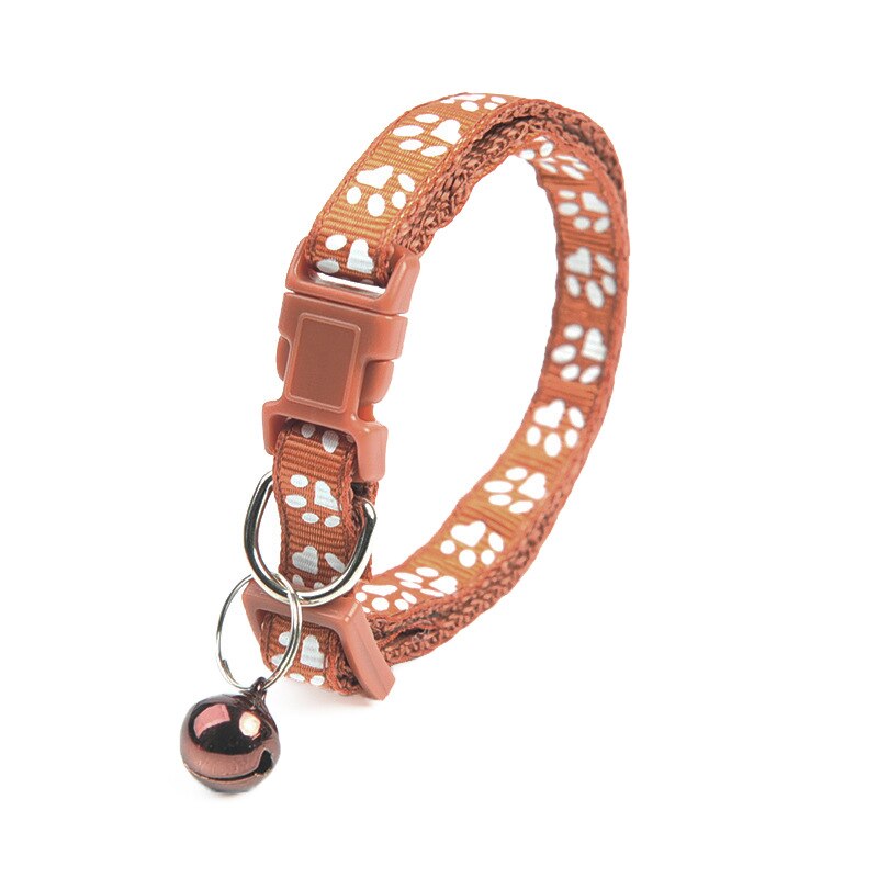 Leuke Bell Halsband Voor Katten Halsband Teddy Bomei Hond Cartoon Grappig Voetafdruk Halsbanden Leads Kat Accessoires Dier Goederen: Brown