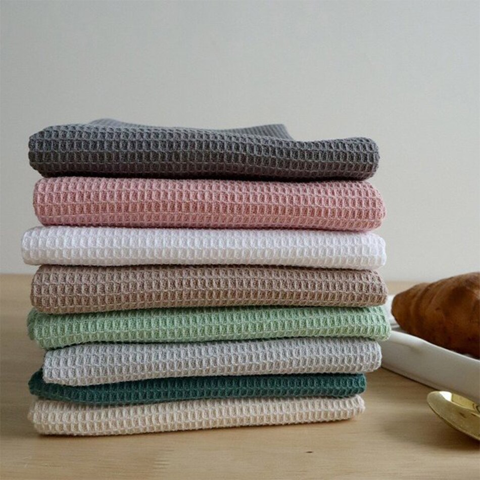 Ultra Soft Absorbent Tea Towel,Waffle Weave Cotton Dish Rags,45x65cm Large Kitchen Dinner Plate Hand Towel,Cloth Napkins