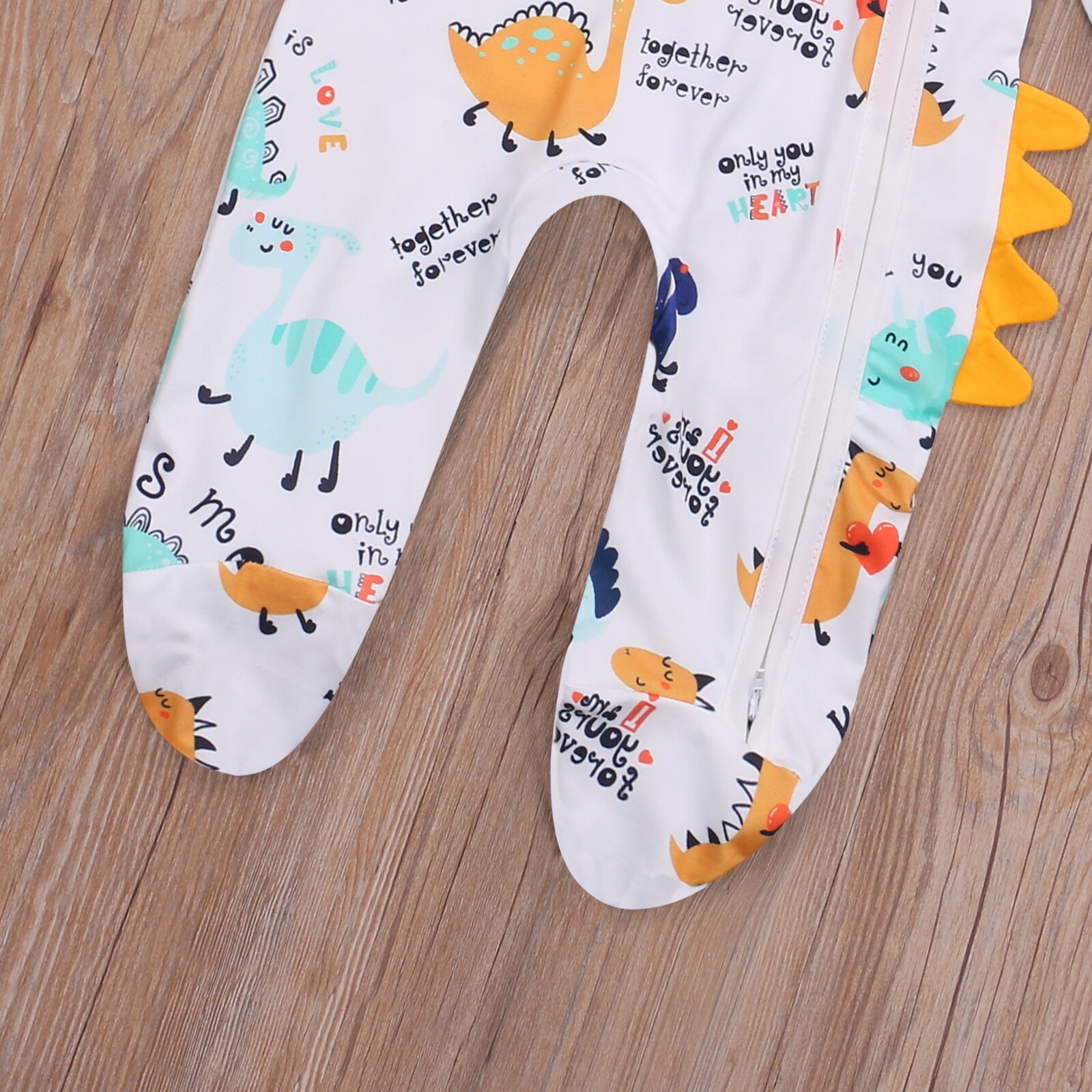 Pudcoco Herbst Winter 0-12M Kleinkind Baby Junge Mädchen Dinosaurier Druck Langarm Footie Reißverschluss Bein Schmücken Gesamt