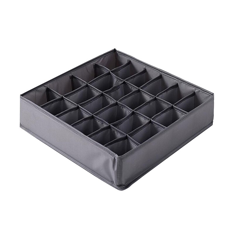 Lavável roupa interior gaveta organizadores divisores de armazenamento armário organizador caixa de armazenamento 24 grades para roupas sutiãs lenços laços meias: Black