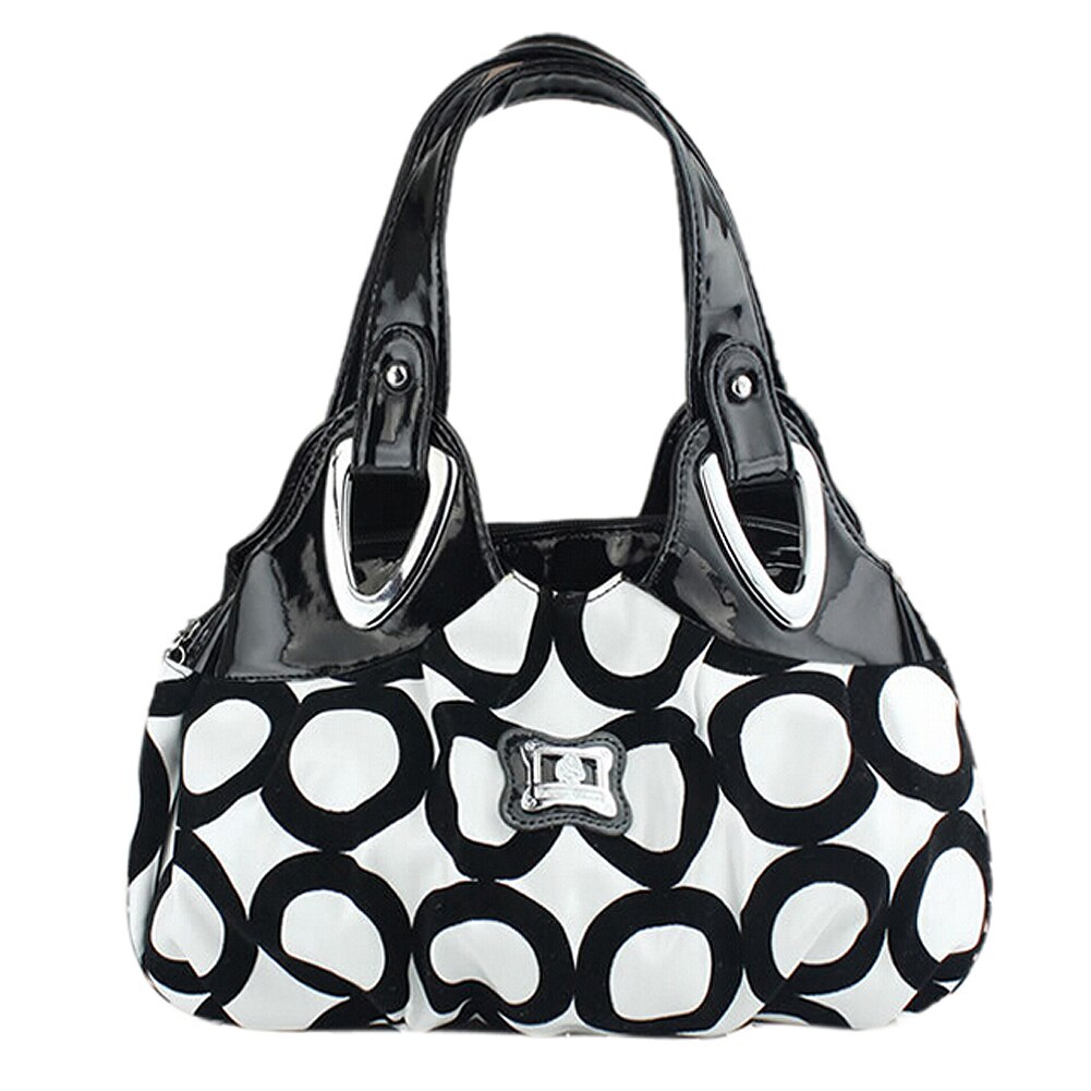 Fggs-Mode Handtas Vrouwen Pu Lederen Tas Tote Bag Printing Handtassen Satchel-Droom Saffloerolie + Wit Handstrap: Black