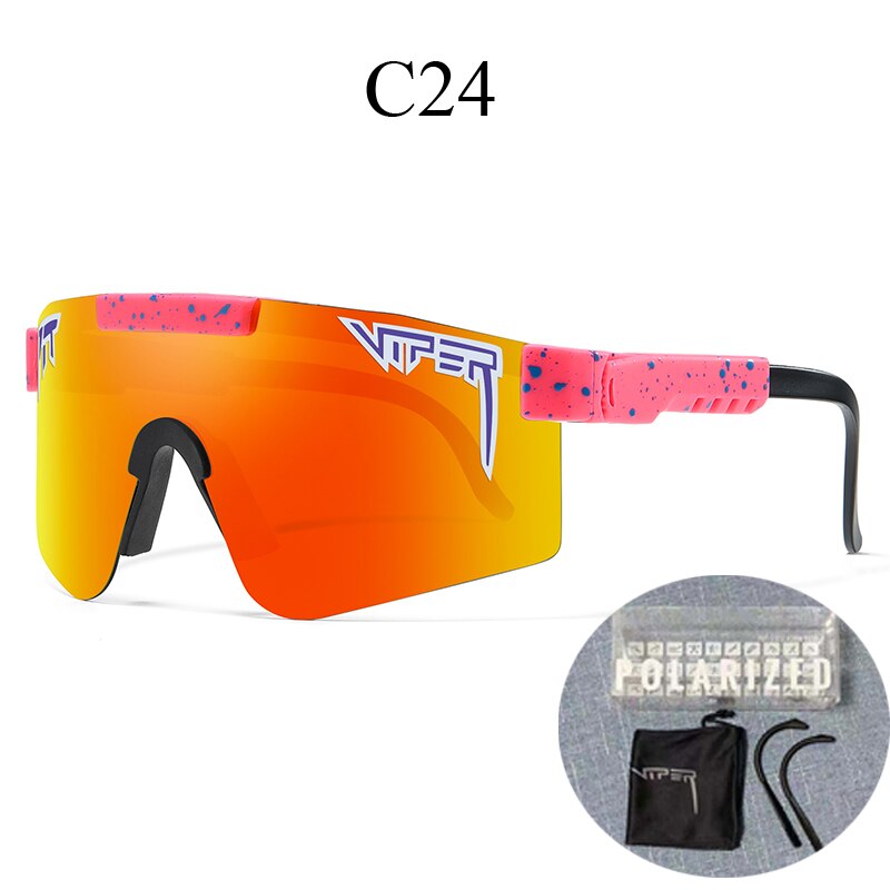 PIT VIPER-gafas de sol polarizadas para ciclismo, lentes de sol para bicicleta de montaña, con funda, UV400: C24