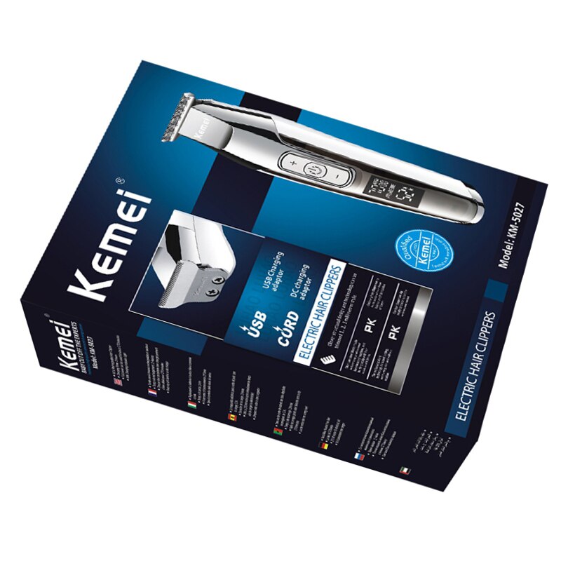 Kemei 5027 Large Capacity Battery Barber Hair Trimmer Oil Head Carving Electric Hair clipper LCD Haircut Machine