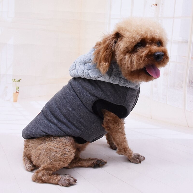 Hond Katoen gevoerde Hooded Effen Kleur Vest Verdikking Jas Puppy Jassen Herfst Winter Jas Jumpsuit Voor Kleine Medium hond