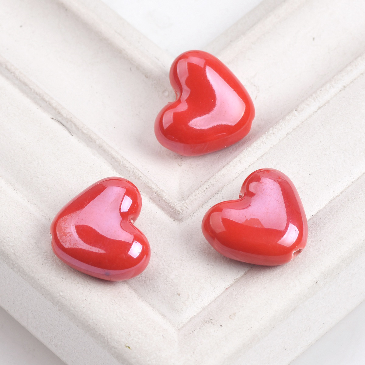 10 Uds. De cuentas sueltas de porcelana de cerámica esmaltada brillante hechas a mano con forma de corazón de 15x13mm para fabricación de joyería, accesorios para manualidades DIY: Oro