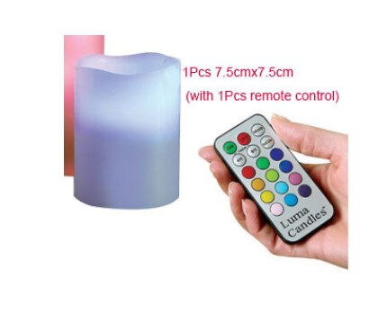 1/3 PCS Electronic Candle Flameless 12 Colors LED Changing Candles Night Light Timing Remote Control Simulation Candle Wedding: 1 Pcs 7.5X7.5
