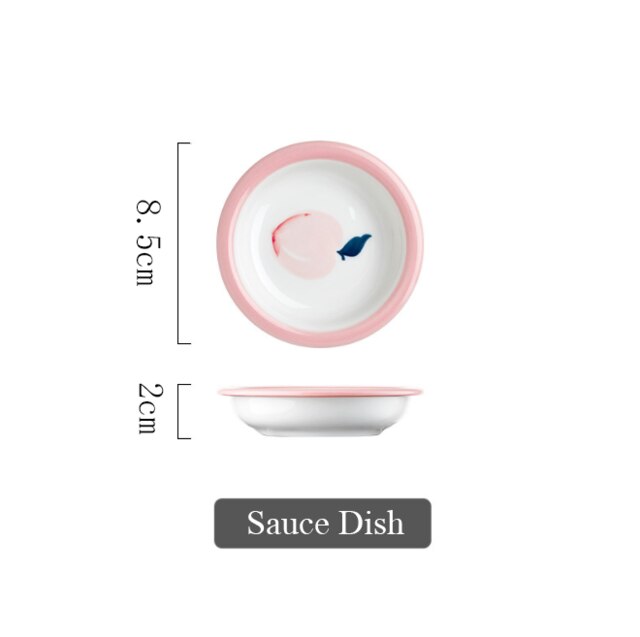 Keramische Diner Borden Kommen Set Leuke Bloem En Perzik Patroon Huishouden Enkele Grote Servies Vajilla Тарелки Для Еды: B3