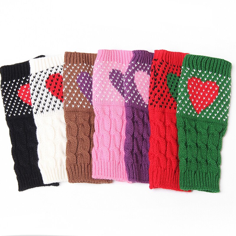 1 Pair Gloves Winter Autumn Christmas Heart Typing Gloves Women Girls Arm Wrist Warmer Sleeves Thick Knitted Mittens Gloves Pink