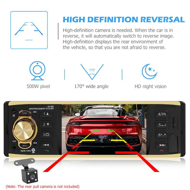 VODOOL-Autoradio 4019B 4.1 pouces | Autoradio 1 Din, Audio MP5, lecteur AUX FM, Bluetooth, Support d'autoradio, caméra arrière, télécommande