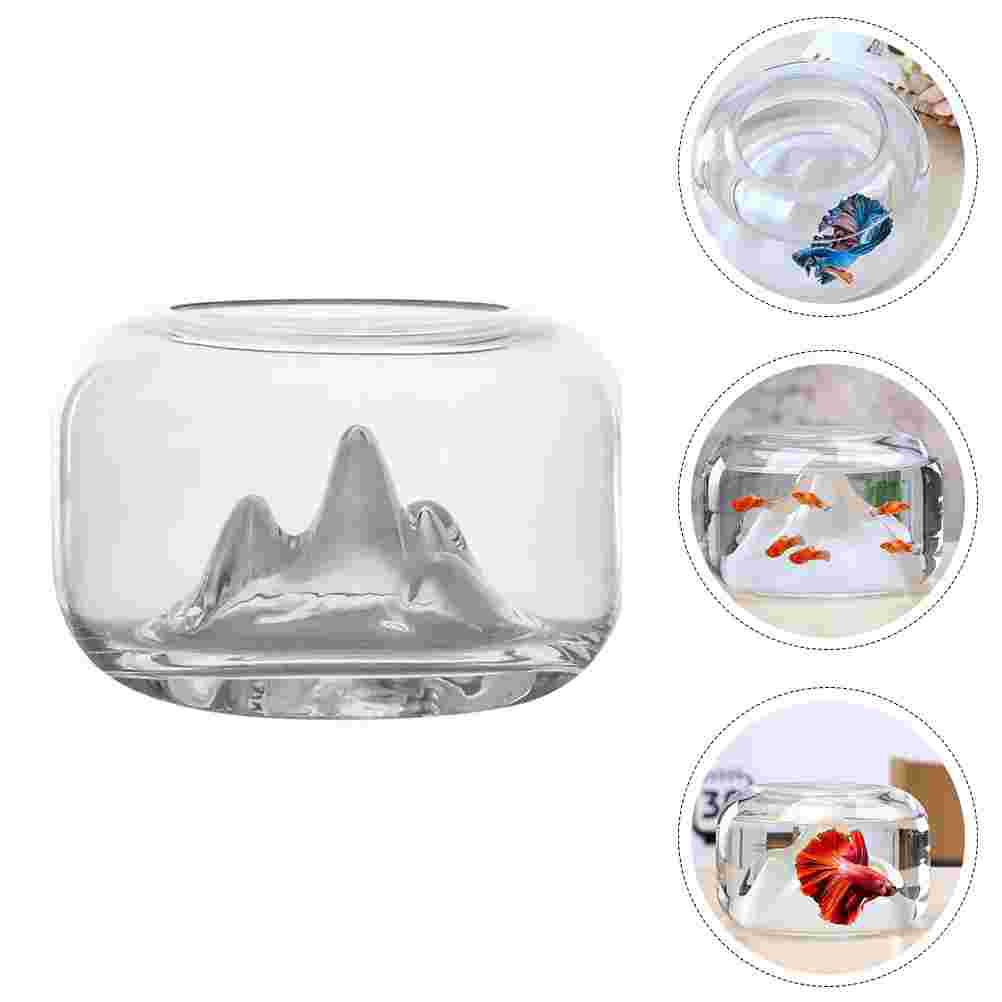 1Pc Desktop Fish Tank Decorative Glass Aquarium Hydroponic Tank (Transparent)