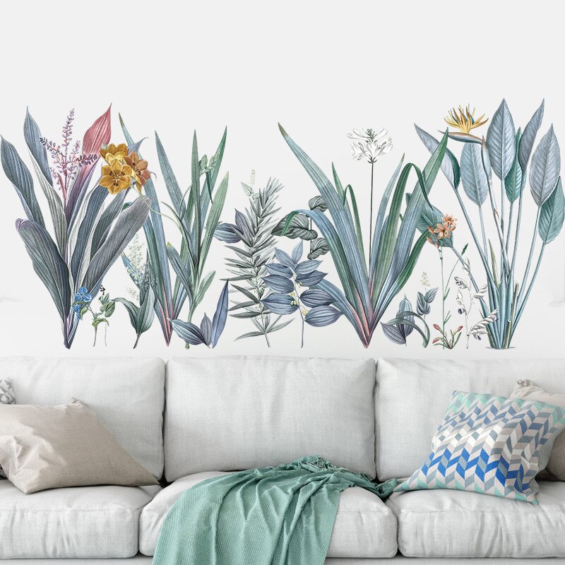 Green Plant Wall Sticker DIY Pink Peony Flowers Tropical Beach Palm Leaves Wall Stickers Modern Art Vinyl Decal Mural Wall: No.6