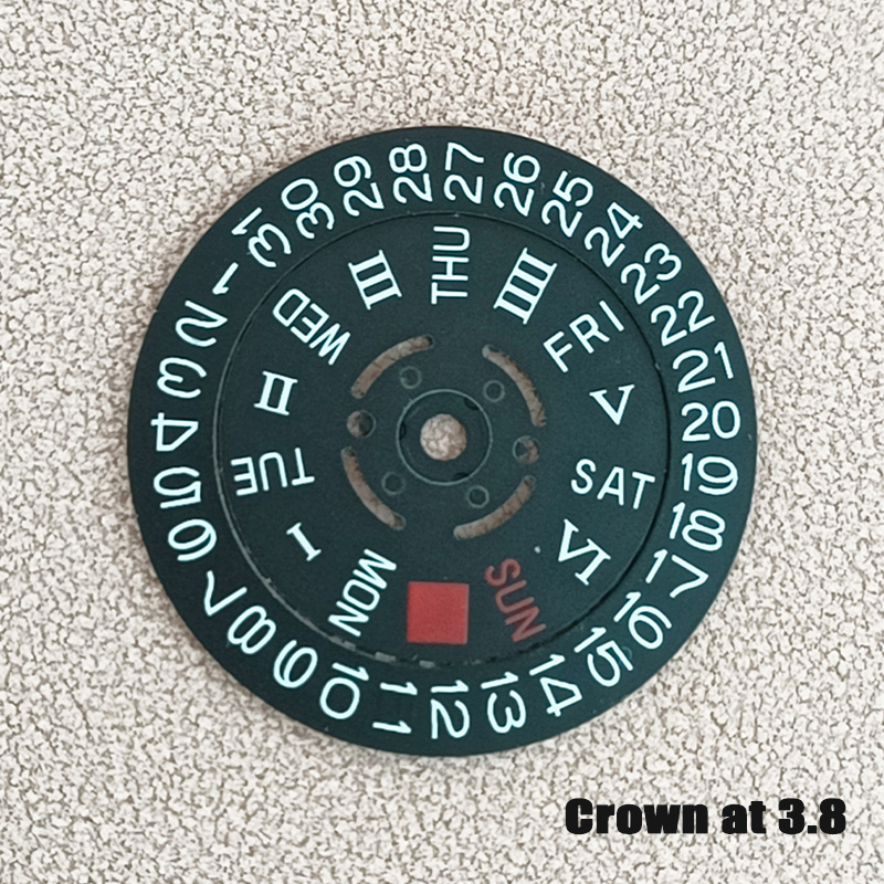 Black Roman NH35 NH36 Movement Wheel Dial Fits For NH35 NH36 Automatic Movement Crown at 3.0/3.8 oclock Date Week Wheel Dial: PURPLE