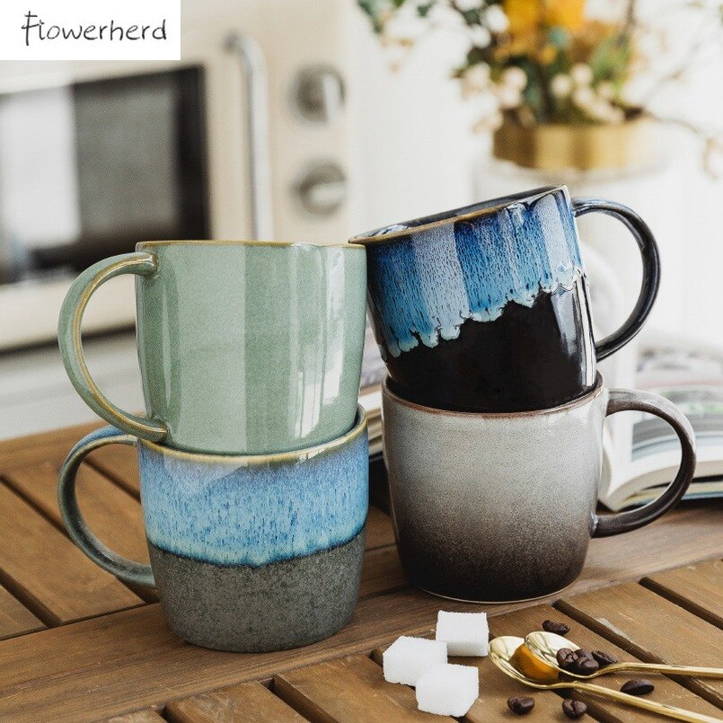 Tasse à café en céramique avec couvercle, Vintage, pour le petit déjeuner, lait, avoine, porcelaine, poterie, service à café